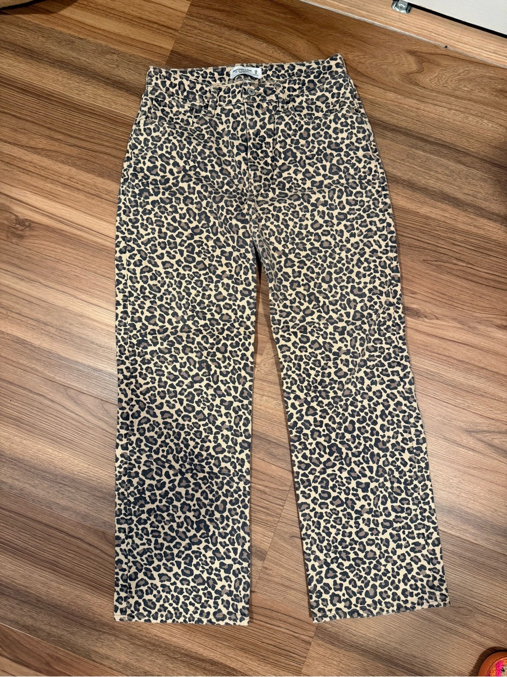 Abercrombie & Fitch Leopard Print Straight-Leg Jeans - Tan & Black
